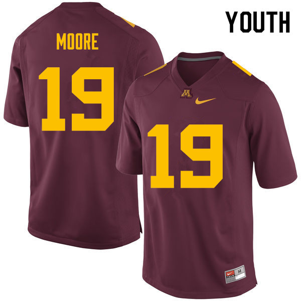 Youth #19 Gary Moore Minnesota Golden Gophers College Football Jerseys Sale-Maroon